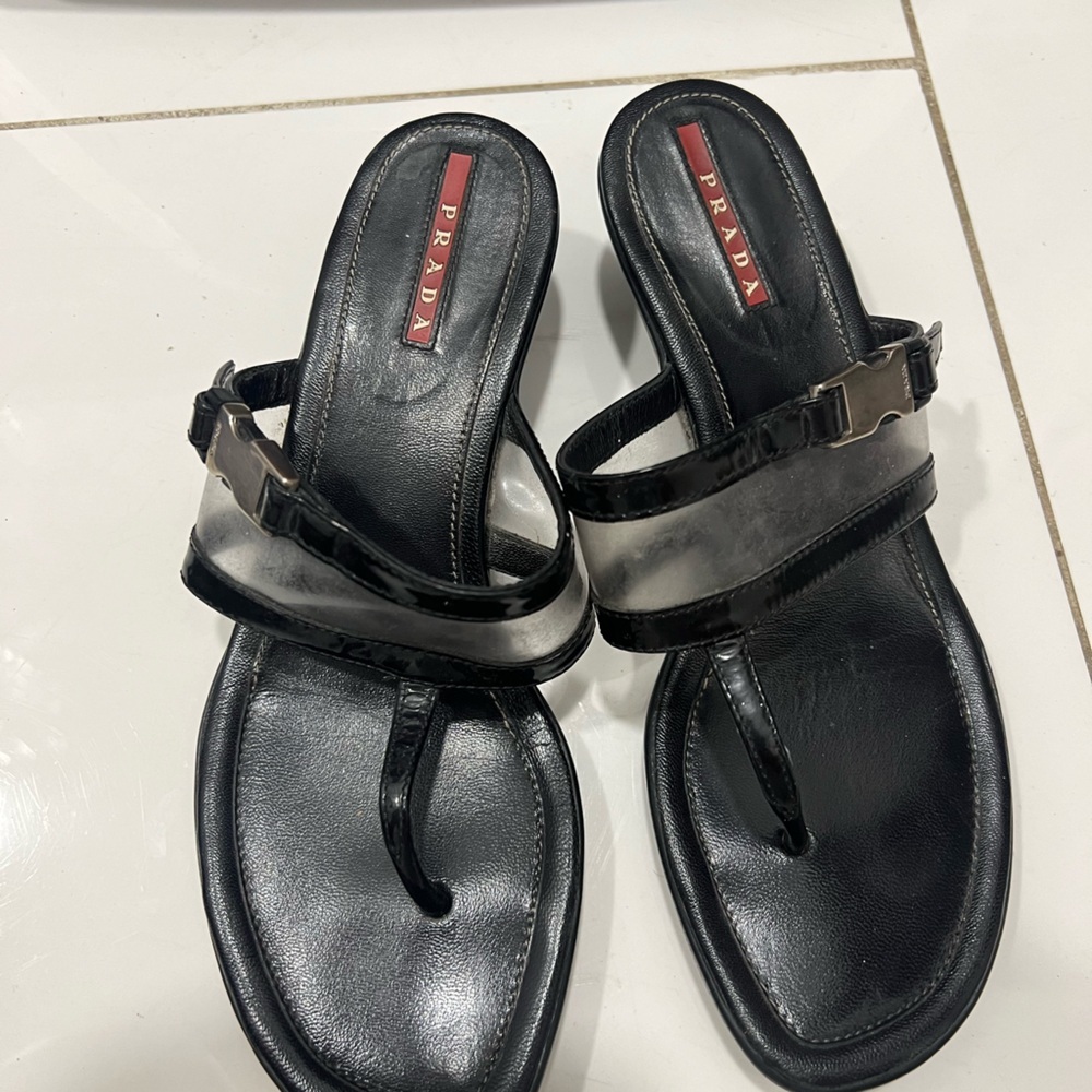 Prada  Y2K Slide Sandals thong sandal heels tiny heel kitten heel